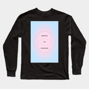 Embrace the Unknown Modern Geometric Aesthetic Pink and Blue Gradient Aura Long Sleeve T-Shirt